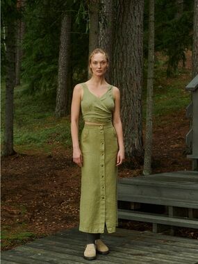 Linenfox Heidi Linenfox skirt in heavy linen olive green
